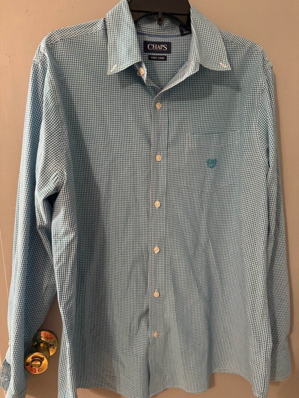 Chaps Men's Light Blue Micro-Gingham Dress Shirt